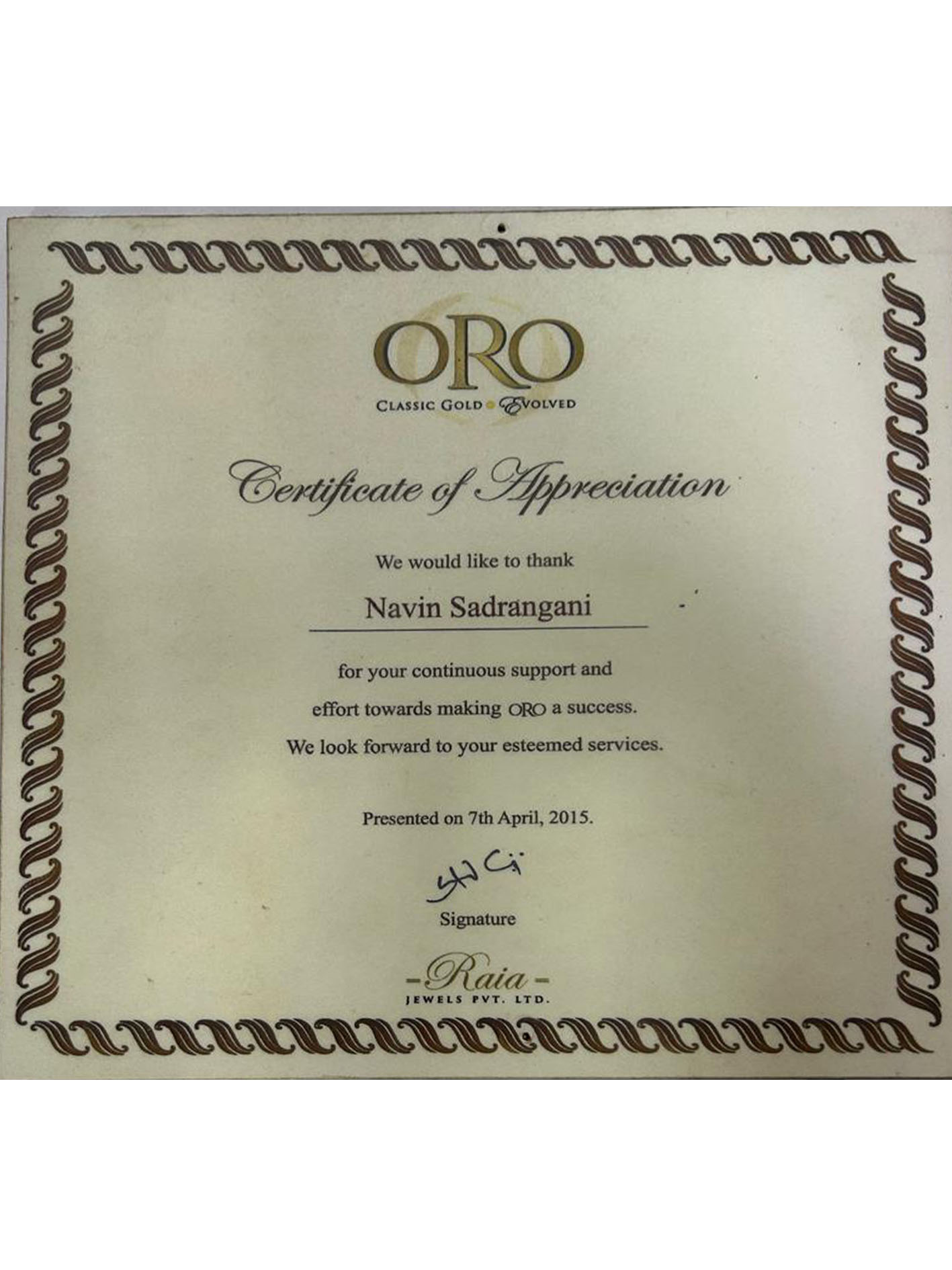 Support and effort towards making ORO a succuess.