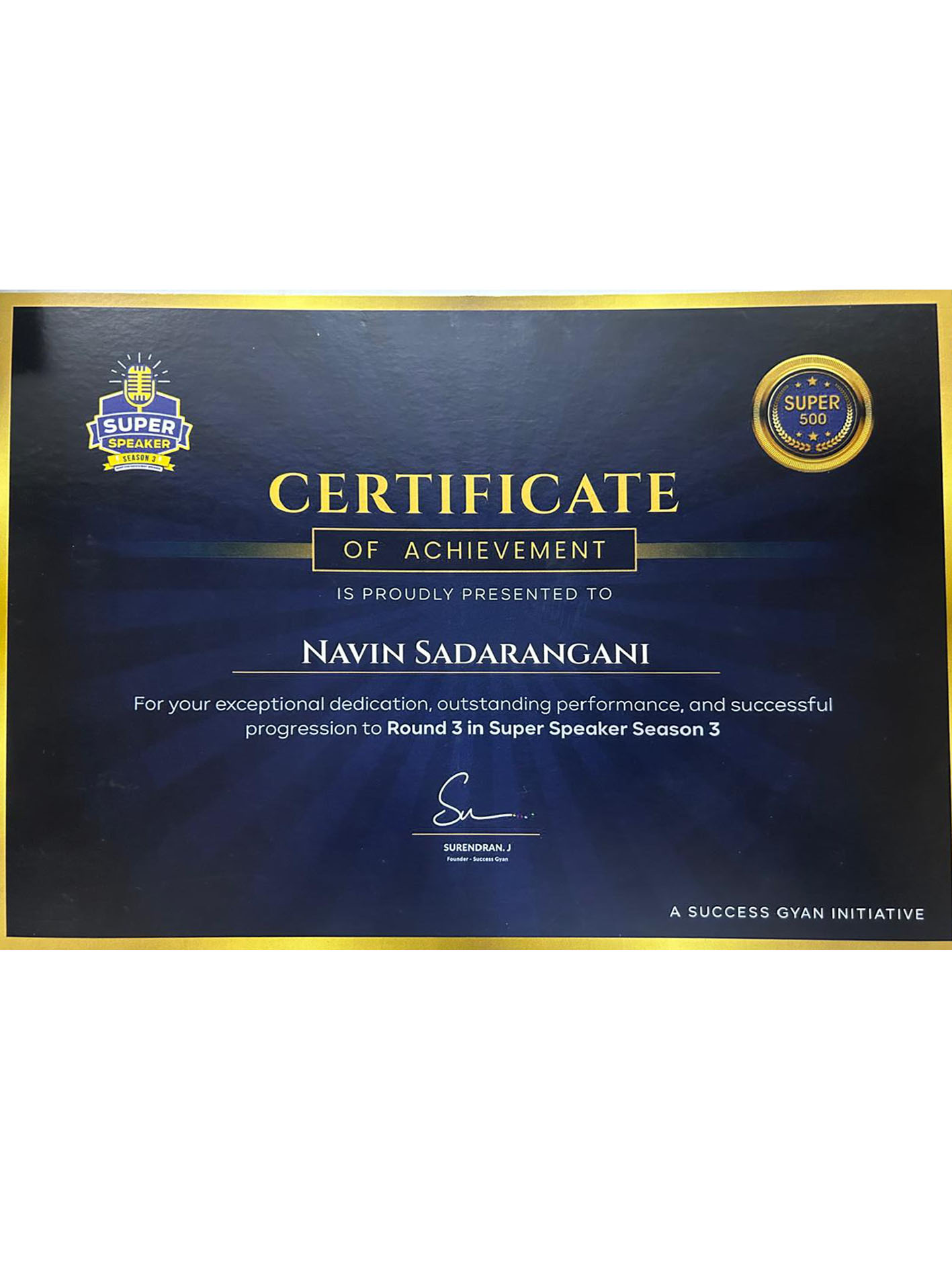 Successful progression to Round 3 in Super Speaker Season 3