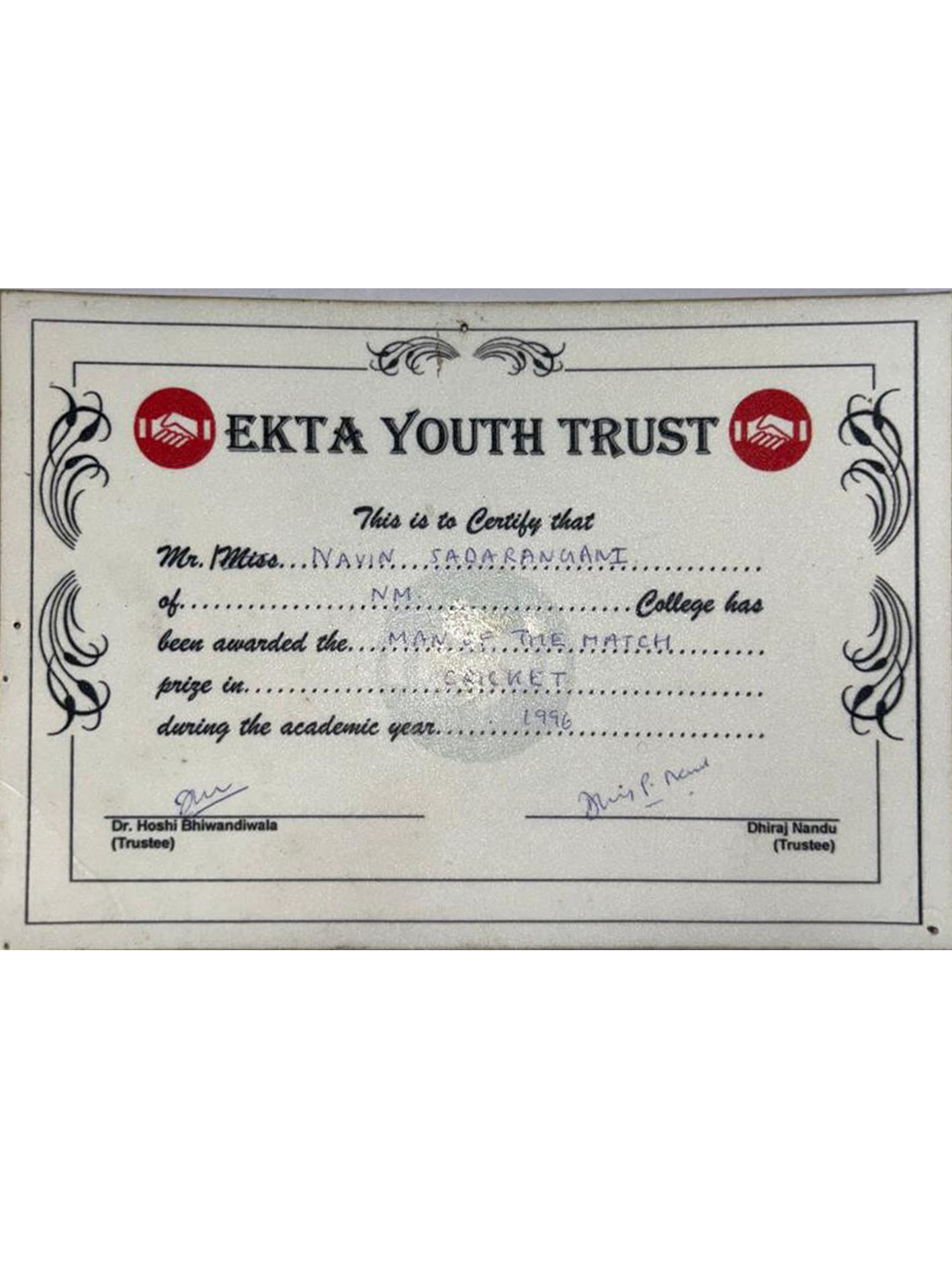 Man of The Match in Cricket