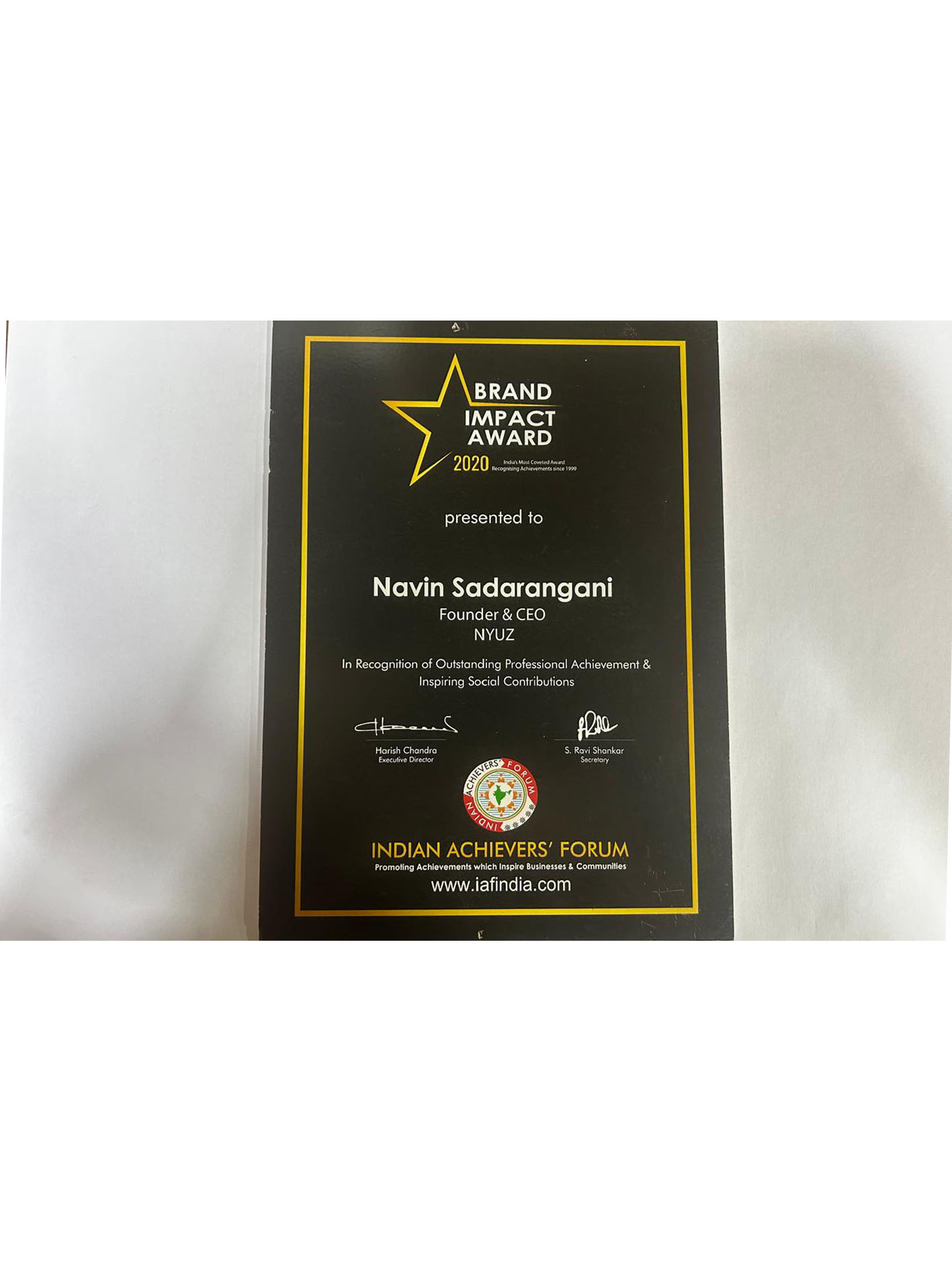 Outstanding Professional Achievement & Inspiring Social Contributions