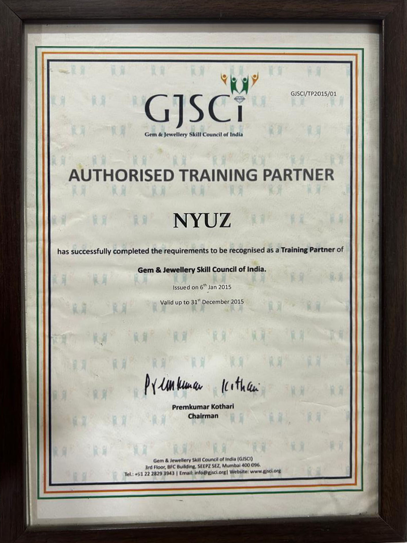 Training Partner Gem & Jewellery Skill Council of India